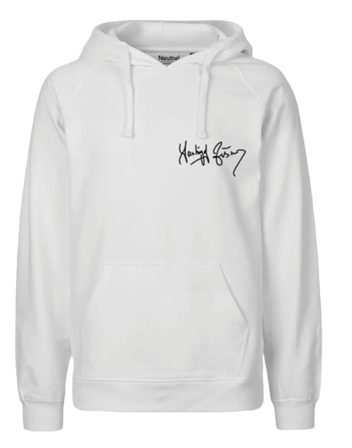 Hoodie Weiß mit Unterschrift (gedruckt)