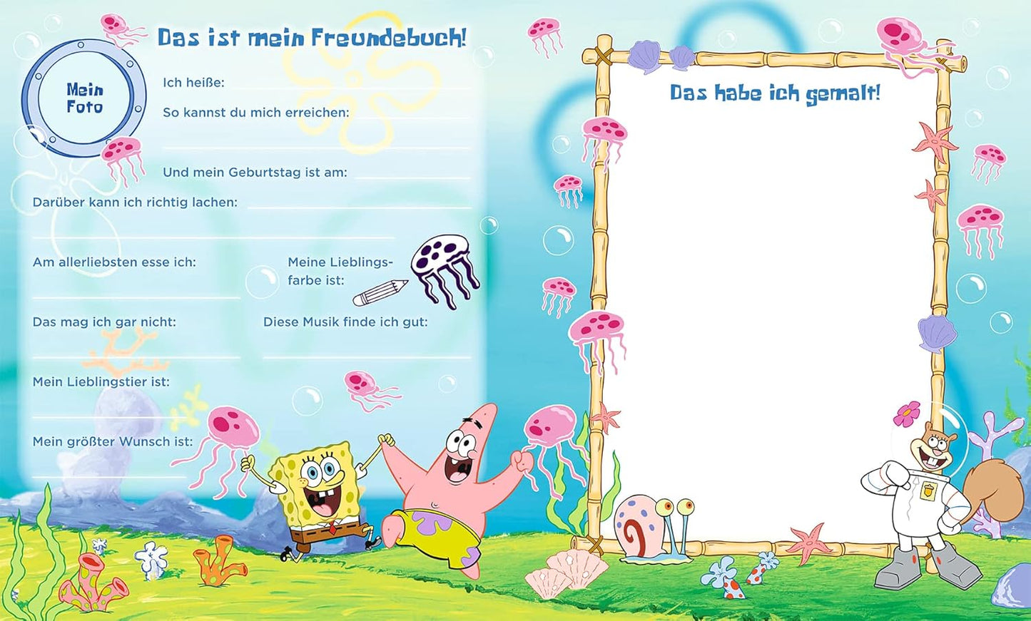 SpongeBob Schwammkopf: Meine Freunde: Kindergartenfreundebuch mit wattiertem Cover signiert von Santiago