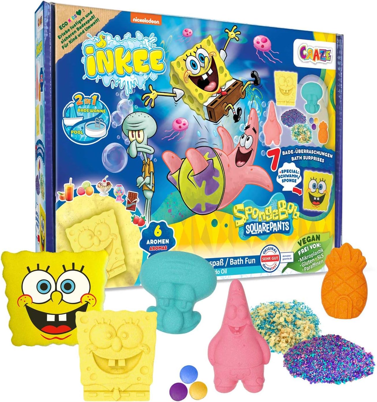 Geschenkbox SpongeBob Badeset 7 Badezusätze