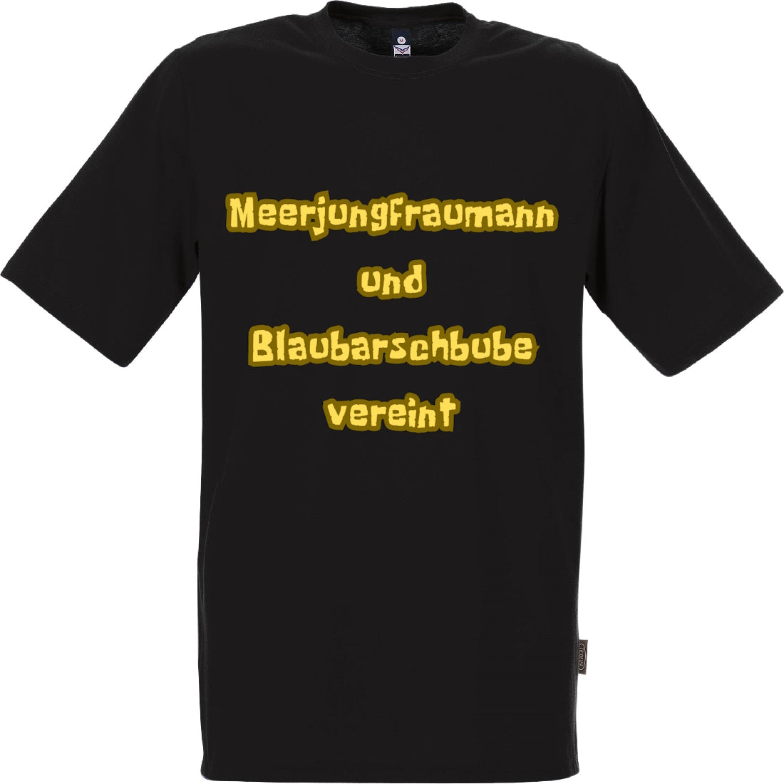 T-Shirt: Meerjungfraumann und Blaubarschbube vereint