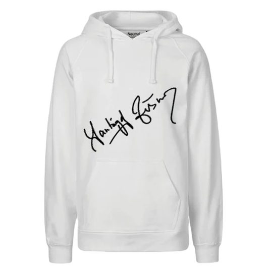 Hoodie Weiß mit Unterschrift (gedruckt)